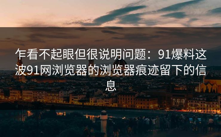 乍看不起眼但很说明问题：91爆料这波91网浏览器的浏览器痕迹留下的信息
