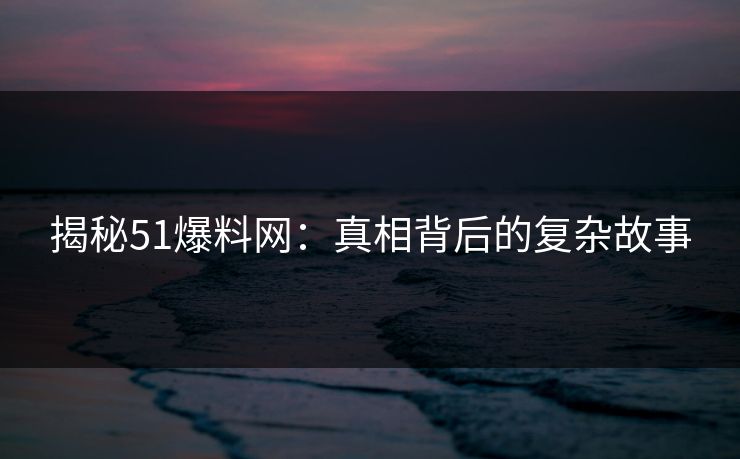 揭秘51爆料网：真相背后的复杂故事