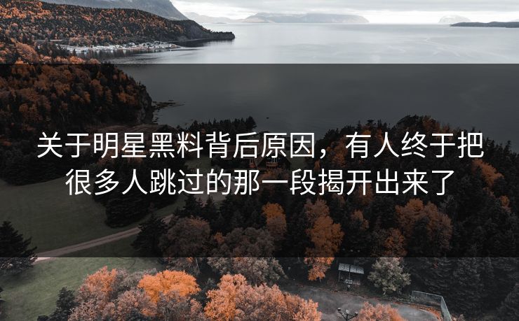 关于明星黑料背后原因，有人终于把很多人跳过的那一段揭开出来了