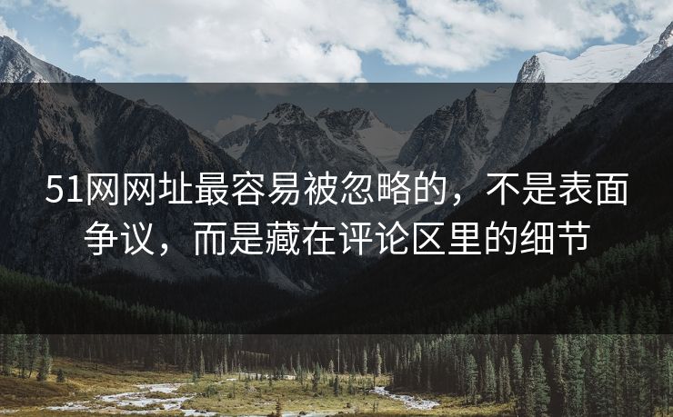 51网网址最容易被忽略的，不是表面争议，而是藏在评论区里的细节