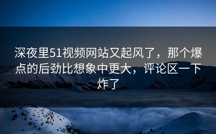 深夜里51视频网站又起风了,那个爆点的后劲比想象中更大,评论区一下炸了