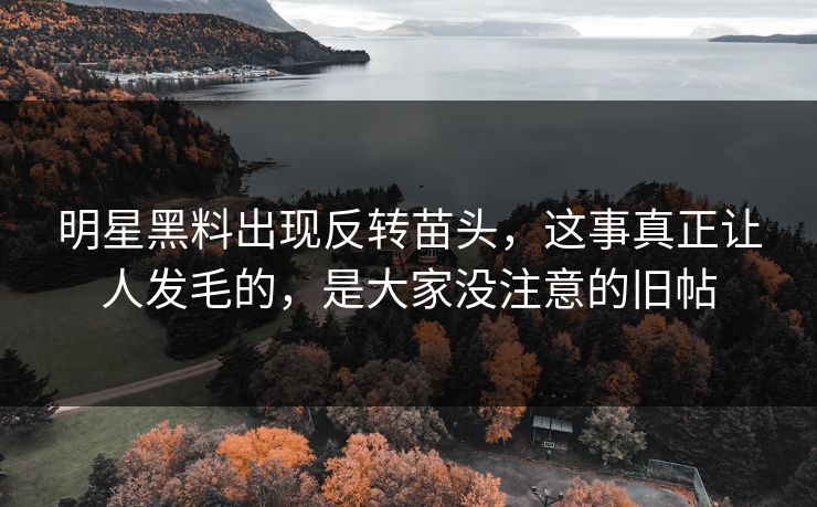 明星黑料出现反转苗头，这事真正让人发毛的，是大家没注意的旧帖