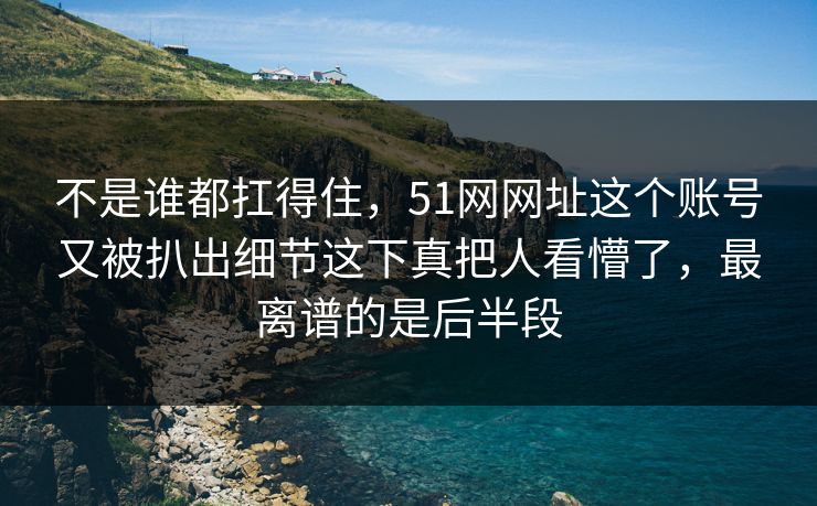 不是谁都扛得住，51网网址这个账号又被扒出细节这下真把人看懵了，最离谱的是后半段