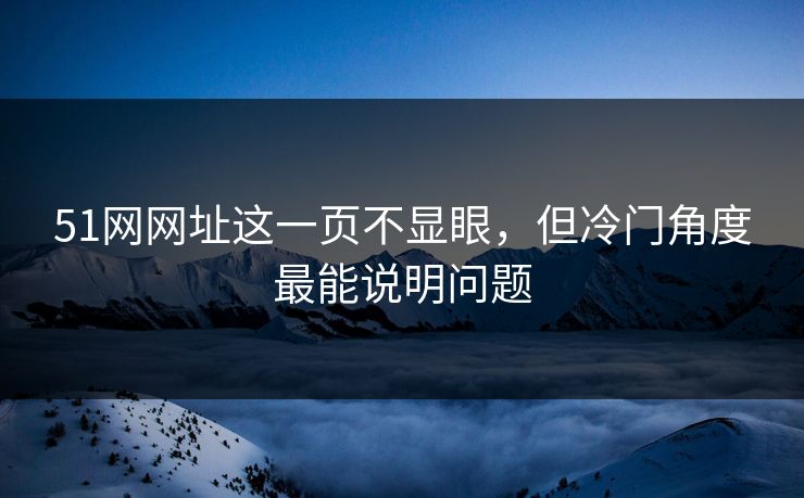 51网网址这一页不显眼，但冷门角度最能说明问题