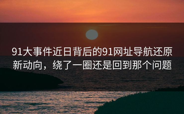 91大事件近日背后的91网址导航还原新动向，绕了一圈还是回到那个问题